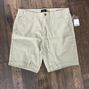 NWT CPO Provisions Chino Shorts Mens Size 30W Beige Flat Front Casual Linen